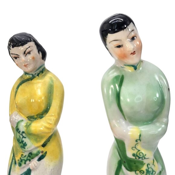 Occupied Japan Hand-Painted Porcelain Asian Lady Figurines Set Of 3 JE265 - Picture 5 of 9